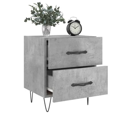 vidaXL Noptiere, 2 buc., gri beton, 40x35x47,5 cm, lemn compozit