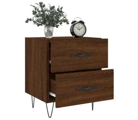 vidaXL Nachtkastjes 2 st 40x35x47,5 cm bewerkt hout bruin eikenkleur