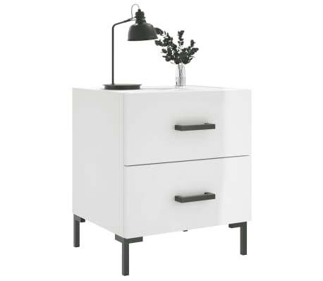 vidaXL Bedside Cabinet High Gloss White 40x35x47.5 cm Engineered Wood