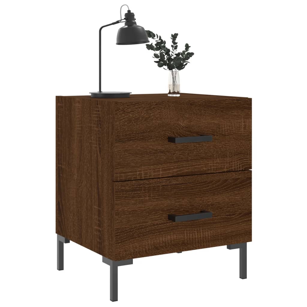 vidaXL Nachtkastjes 2 st 40x35x47,5 cm bewerkt hout bruin eikenkleur afbeelding
