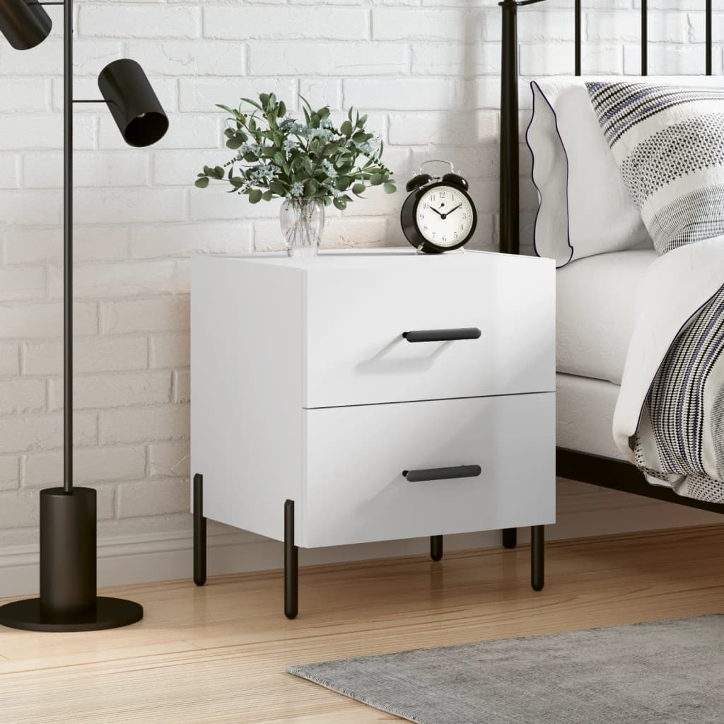 vidaXL Mesa de cabeceira derivados de madeira branco brilhante