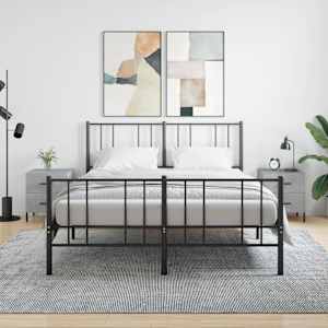 Nočna omarica 2 kosa betonsko siva 40x35x47,5 cm inženirski les