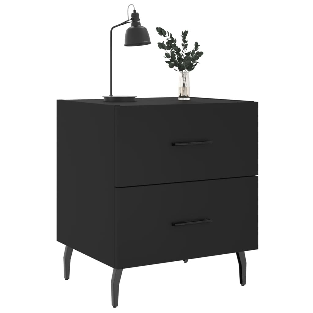 vidaXL Comodino Nero 40x35x47,5 cm in Legno Multistrato