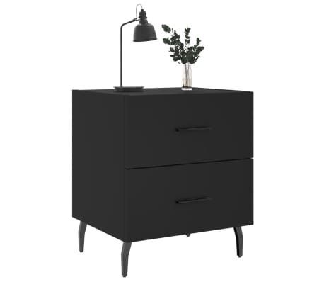 vidaXL Comodino Nero 40x35x47,5 cm in Legno Multistrato