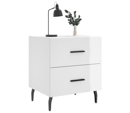 vidaXL Nachttische 2 Stk. Hochglanz-Wei&szlig; 40x35x47,5 cm Holzwerkstoff