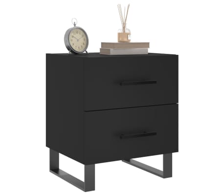 vidaXL Comodino Nero 40x35x47,5 cm in Legno Multistrato