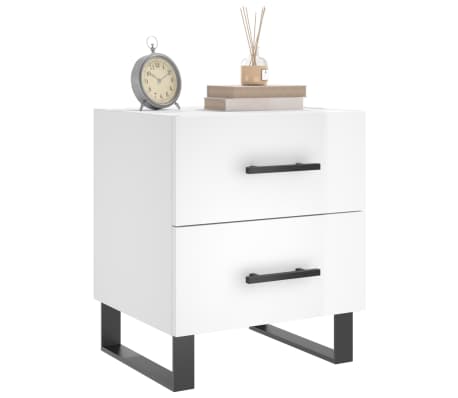 vidaXL &ouml;&ouml;kapid 2 tk, k&otilde;rgl&auml;ikega valge, 40 x 35 x 47,5 cm, tehispuit