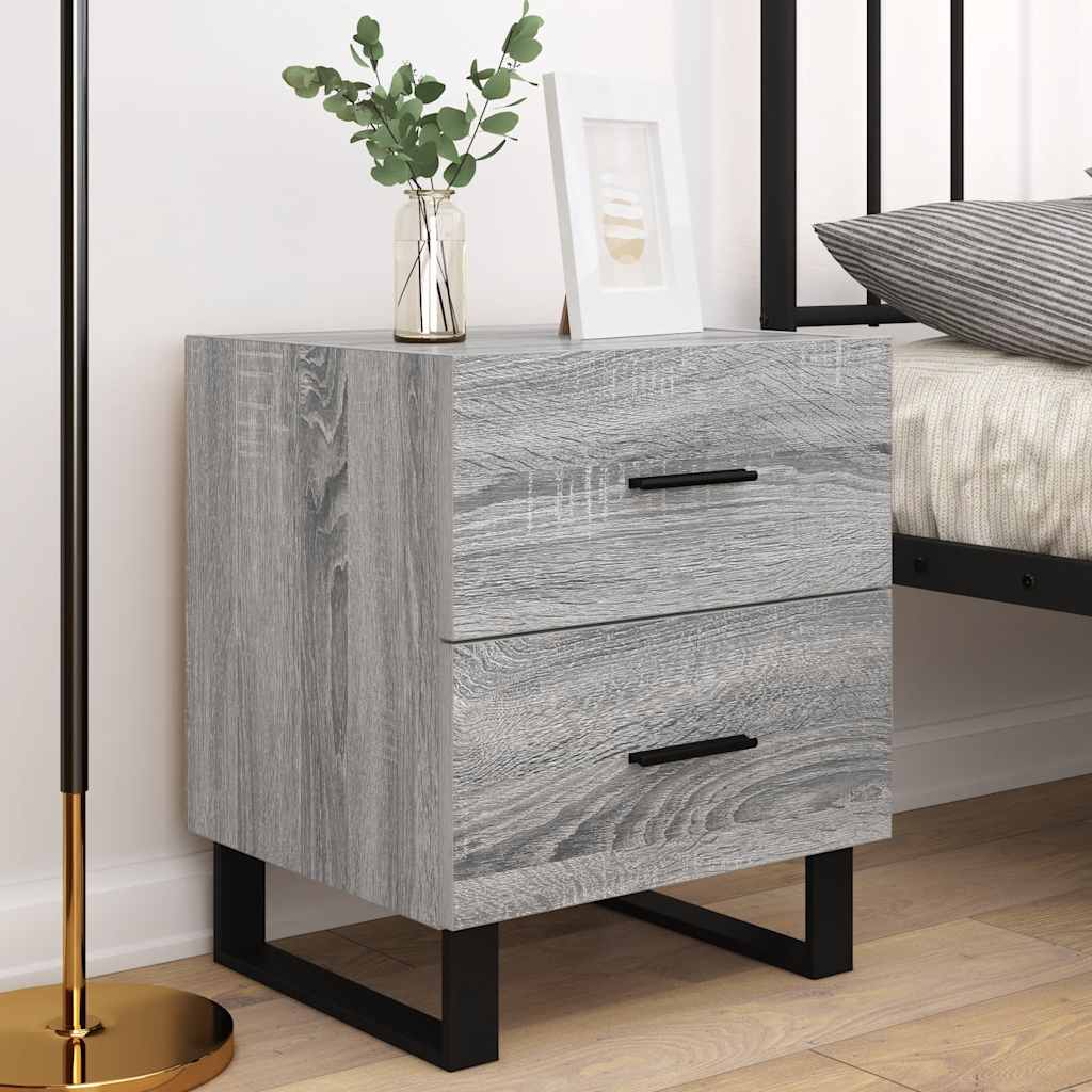 vidaXL Nachtkastjes 2 st 40x35x47,5 cm bewerkt hout grijs sonoma eiken