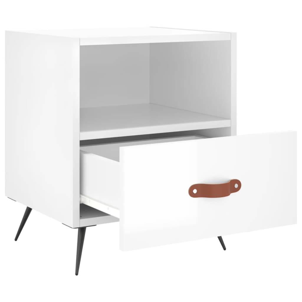 vidaXL Nachtkastje 40x35x47,5 cm bewerkt hout hoogglans wit afbeelding