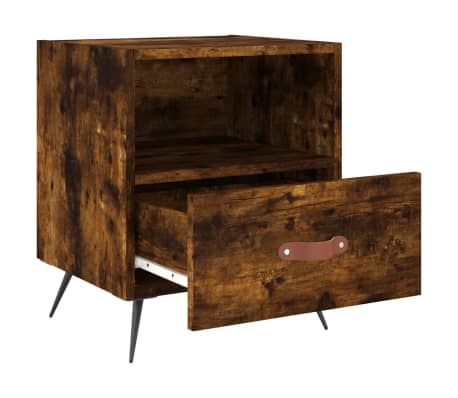vidaXL Table de chevet ch&ecirc;ne fum&eacute; 40x35x47,5 cm bois d&rsquo;ing&eacute;nierie