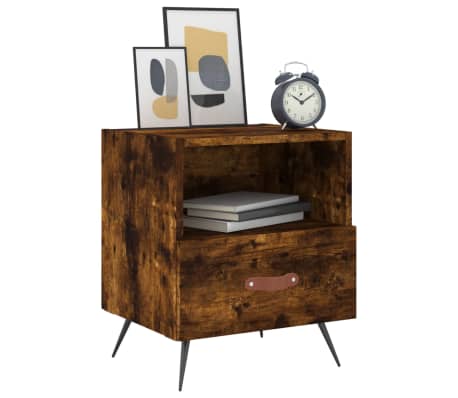 vidaXL Нощни шкафчета 2 бр опушен дъб 40x35x47,5 см инженерно дърво