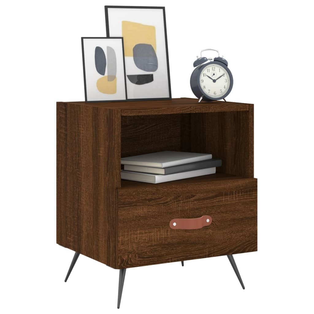 vidaXL Nachtkastjes 2 st 40x35x47,5 cm bewerkt hout bruin eikenkleur afbeelding