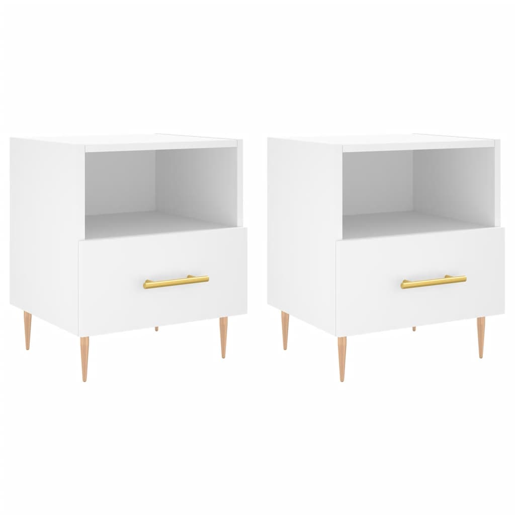 vidaXL Noptiere, 2 buc., alb, 40x35x47,5 cm, lemn compozit
