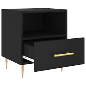vidaXL Comodino Nero 40x35x47,5 cm in Legno Multistrato