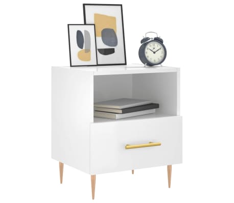 vidaXL 2 db magasf&eacute;nyű feh&eacute;r szerelt fa &eacute;jjeliszekr&eacute;ny 40x35x47,5 cm