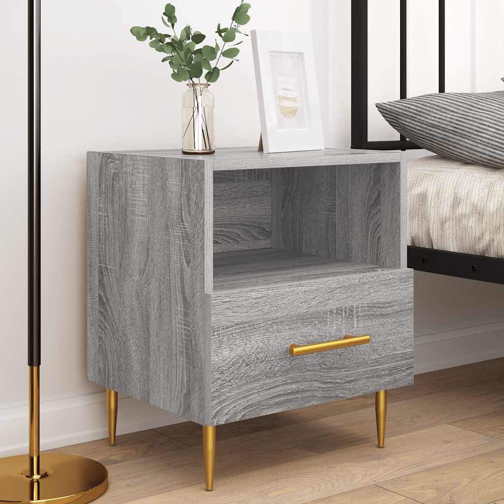 vidaXL Nachtkastjes 2 st 40x35x47,5 cm bewerkt hout grijs sonoma eiken