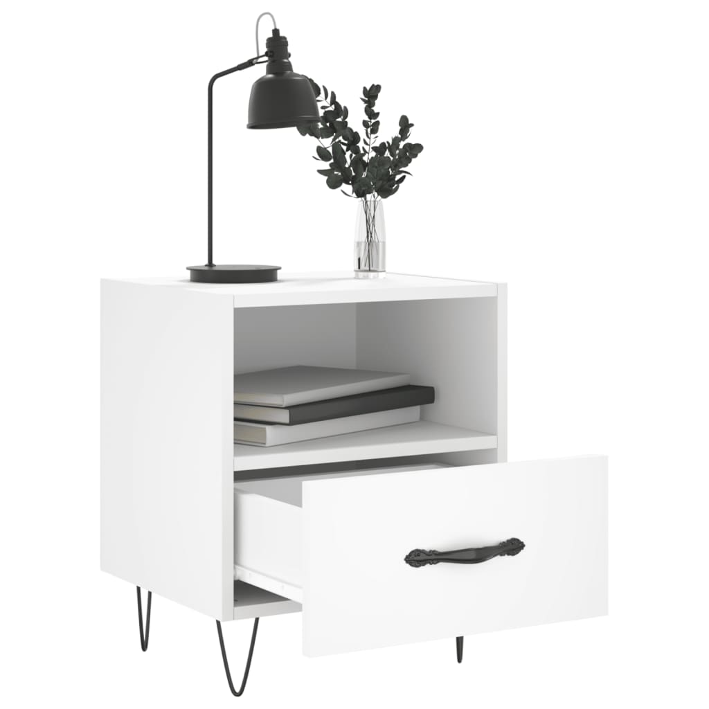 vidaXL 2 db fehér szerelt fa éjjeliszekrény 40 x 35 x 47,5 cm