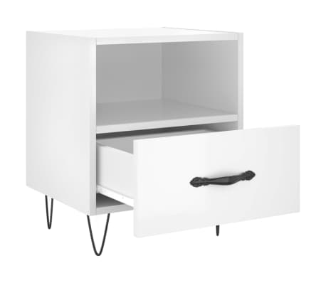 vidaXL Mesa de cabeceira derivados de madeira branco brilhante