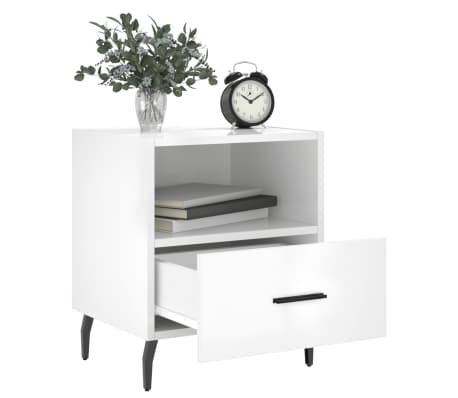 vidaXL Noptiere, 2 buc., alb extralucios, 40x35x47,5 cm, lemn compozit