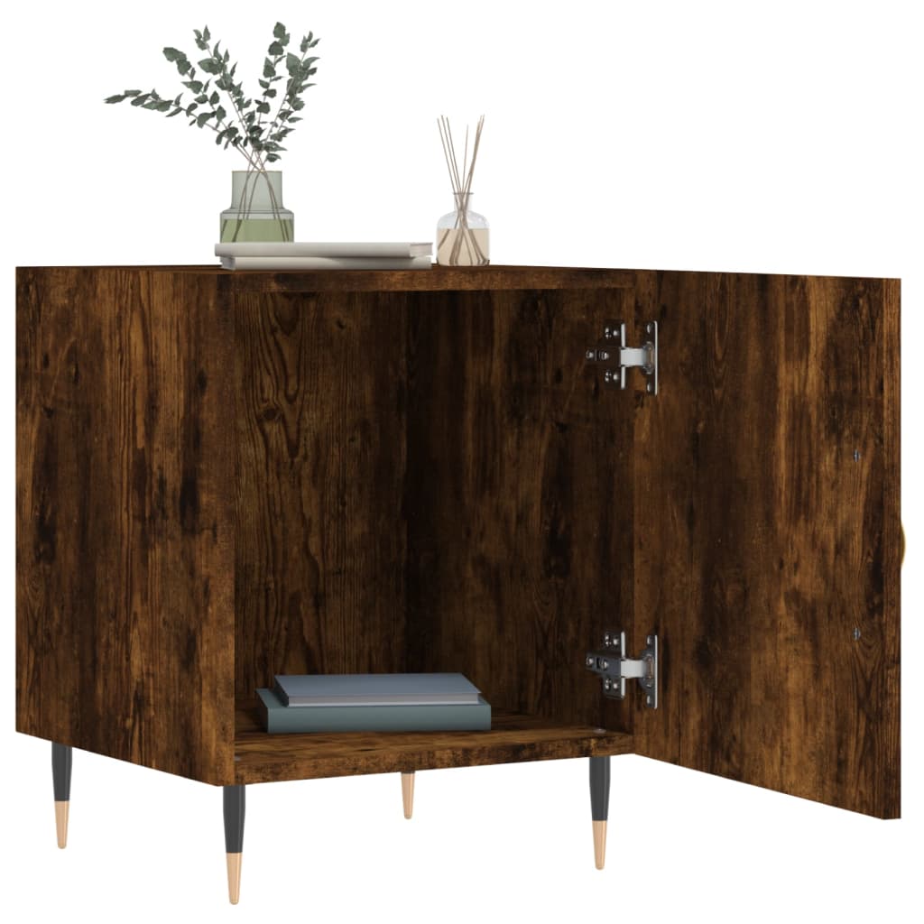 vidaXL Nachtkastjes 2 st 40x40x50 cm bewerkt hout gerookt eikenkleurig afbeelding