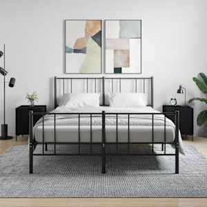 Nočna omarica 2 kosa črna 40x40x50 cm inženirski les