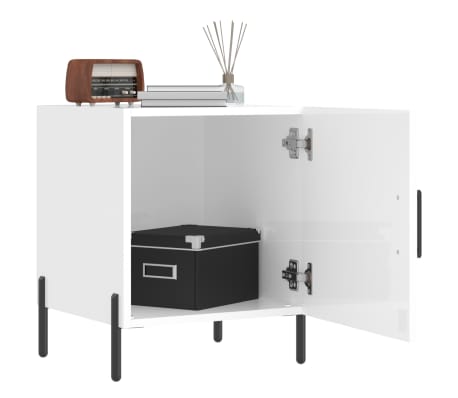 vidaXL Mesita de noche madera de ingeniería blanco brillo 40x40x50 cm