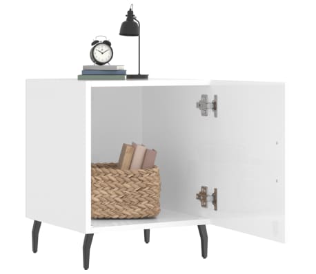 vidaXL Nachtkastjes 2 st 40x40x50 cm bewerkt hout hoogglans wit