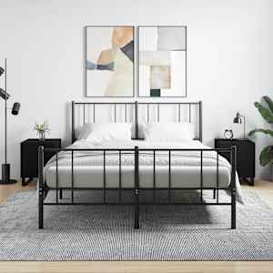 Nočna omarica 2 kosa črna 40x40x50 cm inženirski les