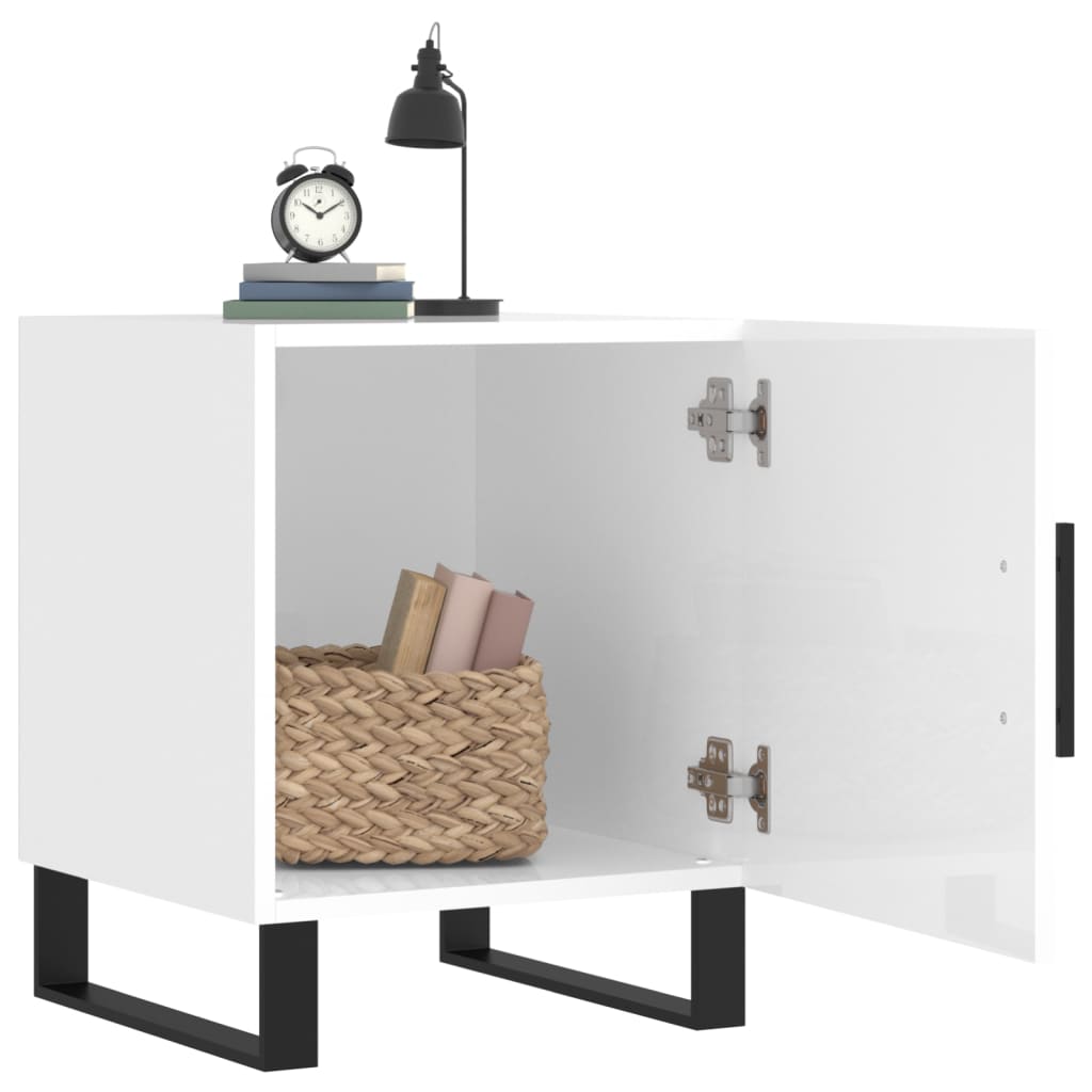 vidaXL Nachtkastje 40x40x50 cm bewerkt hout hoogglans wit afbeelding