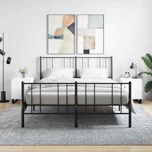 Nočna omarica 2 kosa visok sijaj bela 40x40x50cm inženirski les