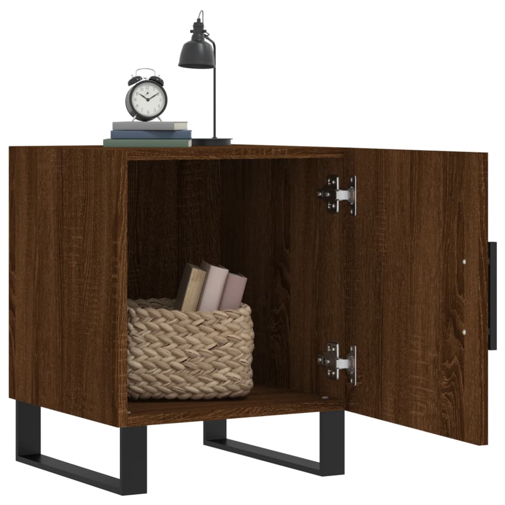 vidaXL Nachtkastjes 2 st 40x40x50 cm bewerkt hout bruin eikenkleur afbeelding