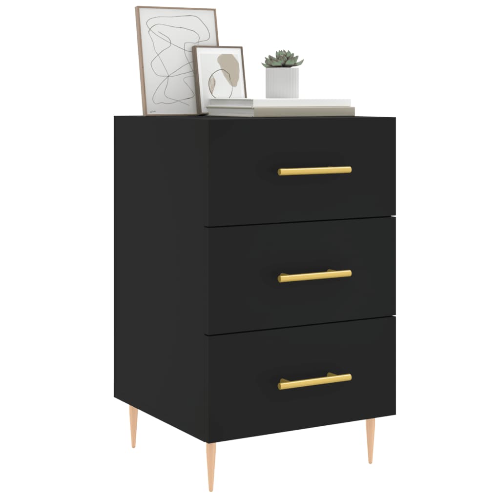 vidaXL Bedside Cabinet Black 40x40x66 cm Engineered Wood