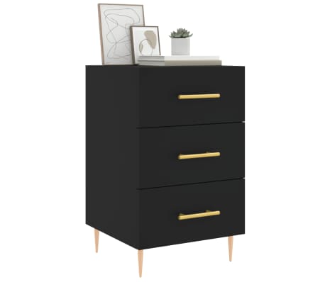 vidaXL Bedside Cabinet Black 40x40x66 cm Engineered Wood