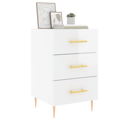 vidaXL Bedside Cabinet High Gloss White 40x40x66 cm Engineered Wood