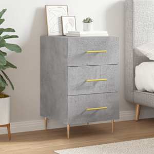 Nočna omarica betonsko siva 40x40x66 cm inženirski les