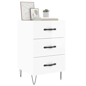 vidaXL Bedside Cabinet High gloss white Engineered wood, metal Medium