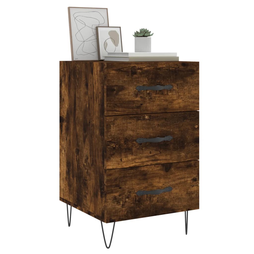 vidaXL Nachtkastje 40x40x66 cm bewerkt hout gerookt eikenkleurig afbeelding