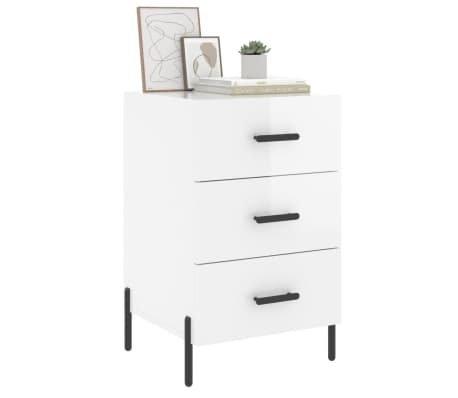 vidaXL Bedside Cabinet High Gloss White 40x40x66 cm Engineered Wood