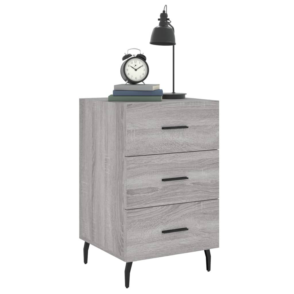 vidaXL Nachtkastje 40x40x66 cm bewerkt hout grijs sonoma eikenkleurig