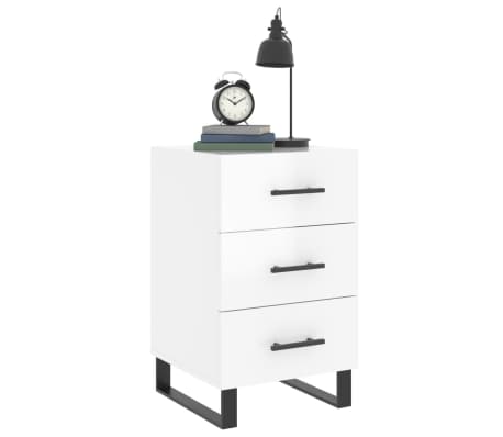 vidaXL Bedside Cabinet High Gloss White 40x40x66 cm Engineered Wood