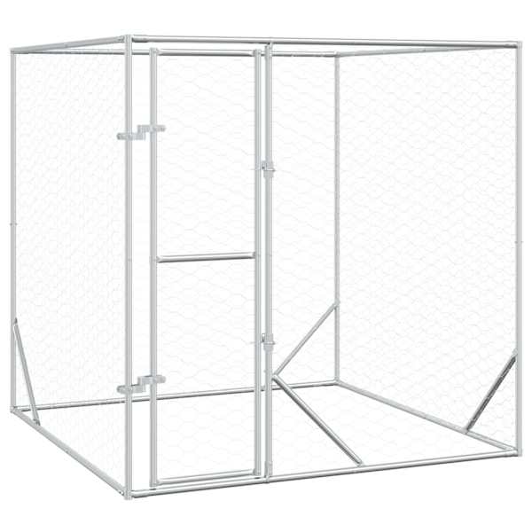 vidaXL &otilde;ue koeraaedik, h&otilde;bedane, 2x2x2 m, tsingitud teras