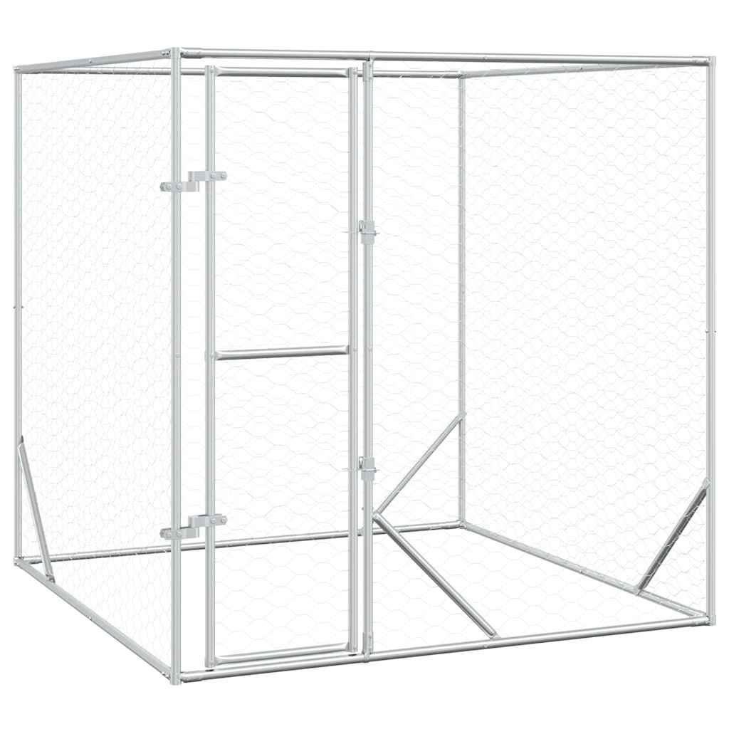 vidaXL Venkovní psí kotec stříbrný 2 x 2 x 2 m pozinkovaná ocel