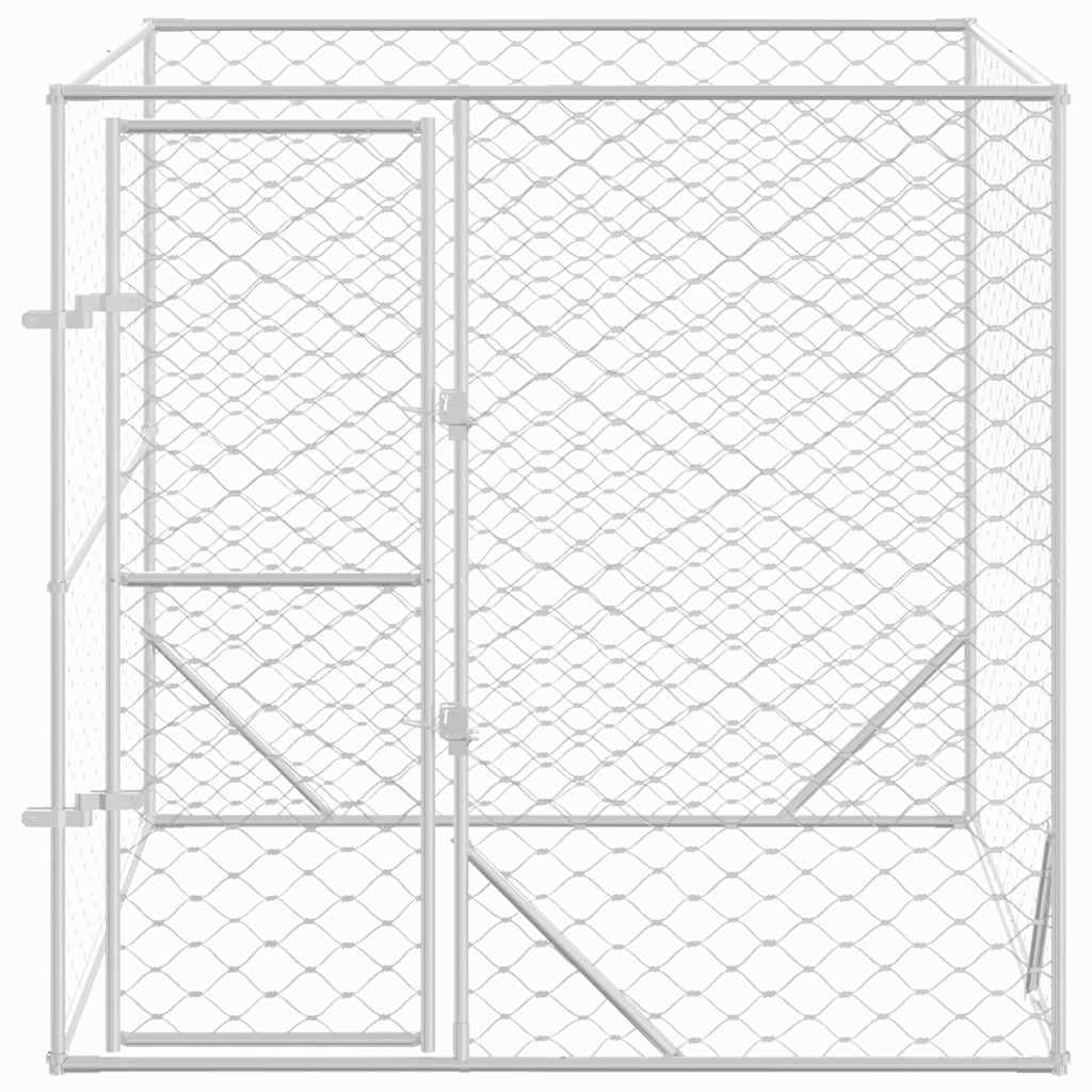 vidaXL Hondenkennel voor buiten 2x2x2 m gegalvaniseerd staal zilver afbeelding