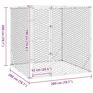 Venkovní psí kotec stříbrný 2 x 2 x 2 m pozinkovaná ocel - obrázek 8