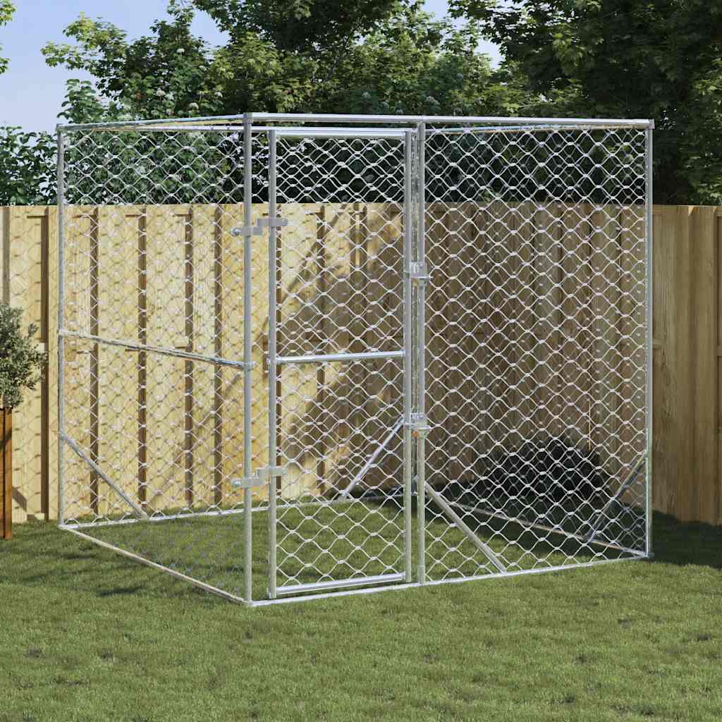 vidaXL Padoc de exterior pentru câini argintiu 2x2x2 m oțel galvanizat