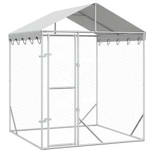 vidaXL katusega koeraaedik, h&otilde;bedane, 2x2x2,5 m, tsingitud teras