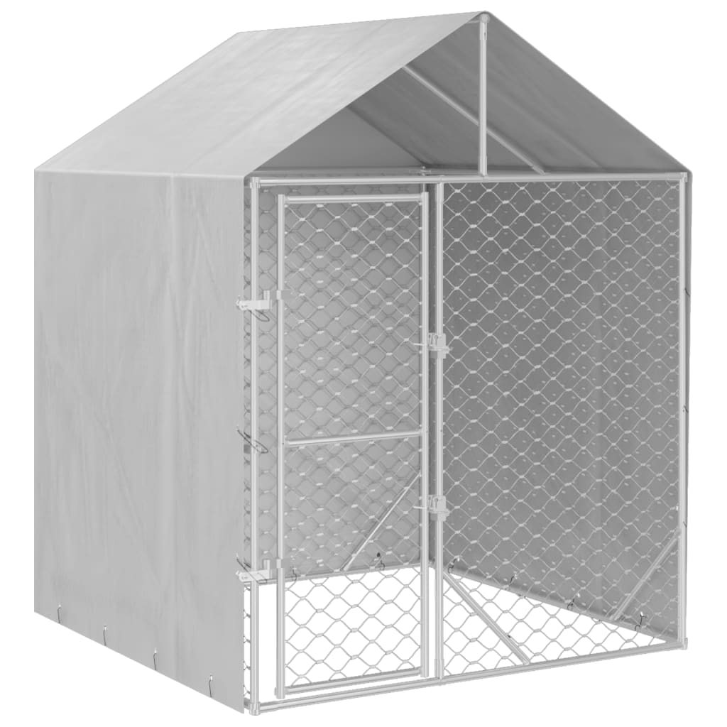 Chenil d'extérieur en acier galvanisé avec toit pour chien - Panneaux à maille - Protection complète -  2x2x2,5 m - 4m²
