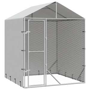 vidaXL katusega koeraaedik, h&otilde;bedane, 2x2x2,5 m, tsingitud teras