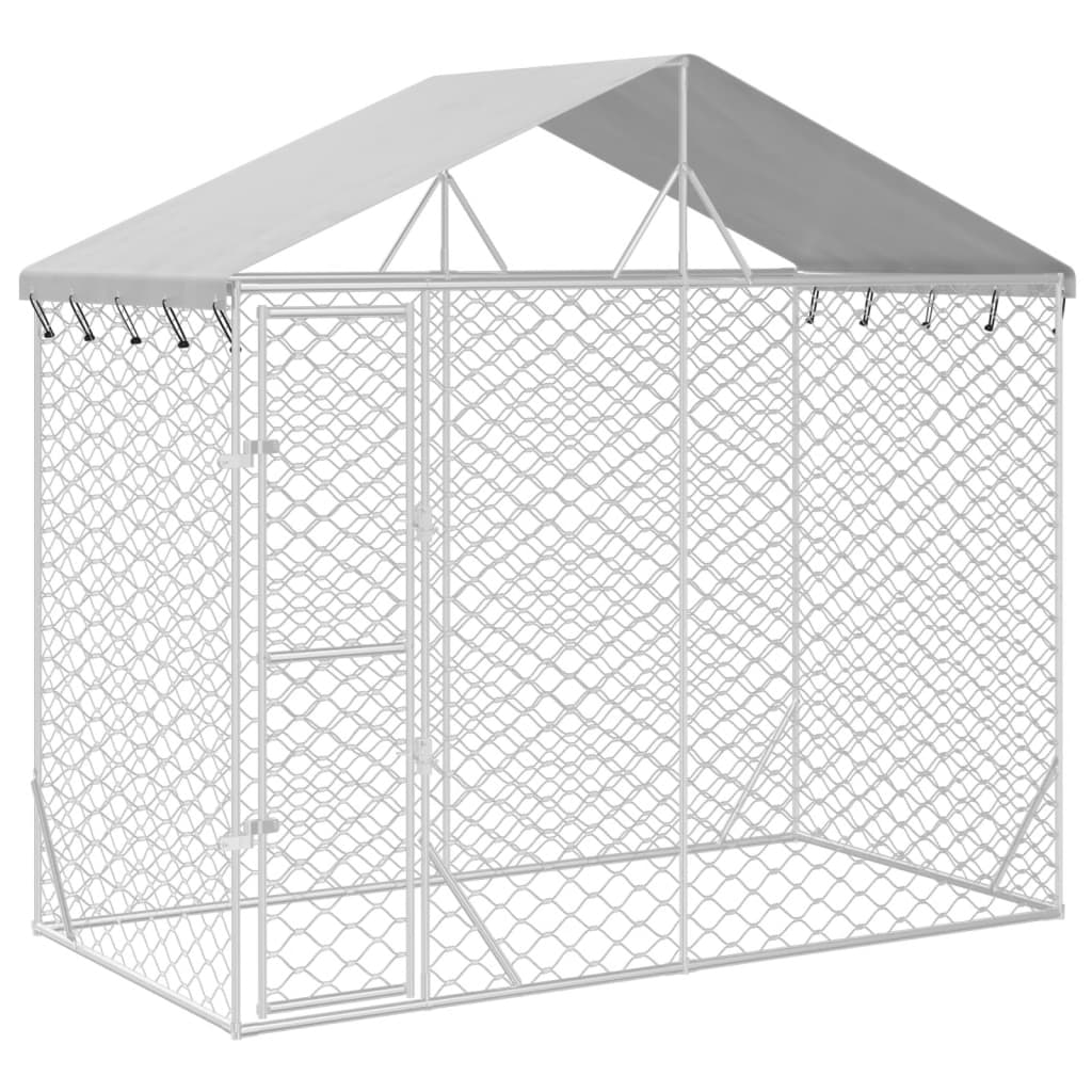 Chenil d'extérieur en acier galvanisé argenté avec toit pour chien - Panneaux à maille - 3x1,5x2,5 m - 5m²