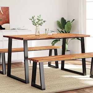 Jedilna miza z naravnim robom 140x80x75 cm trden akacijev les